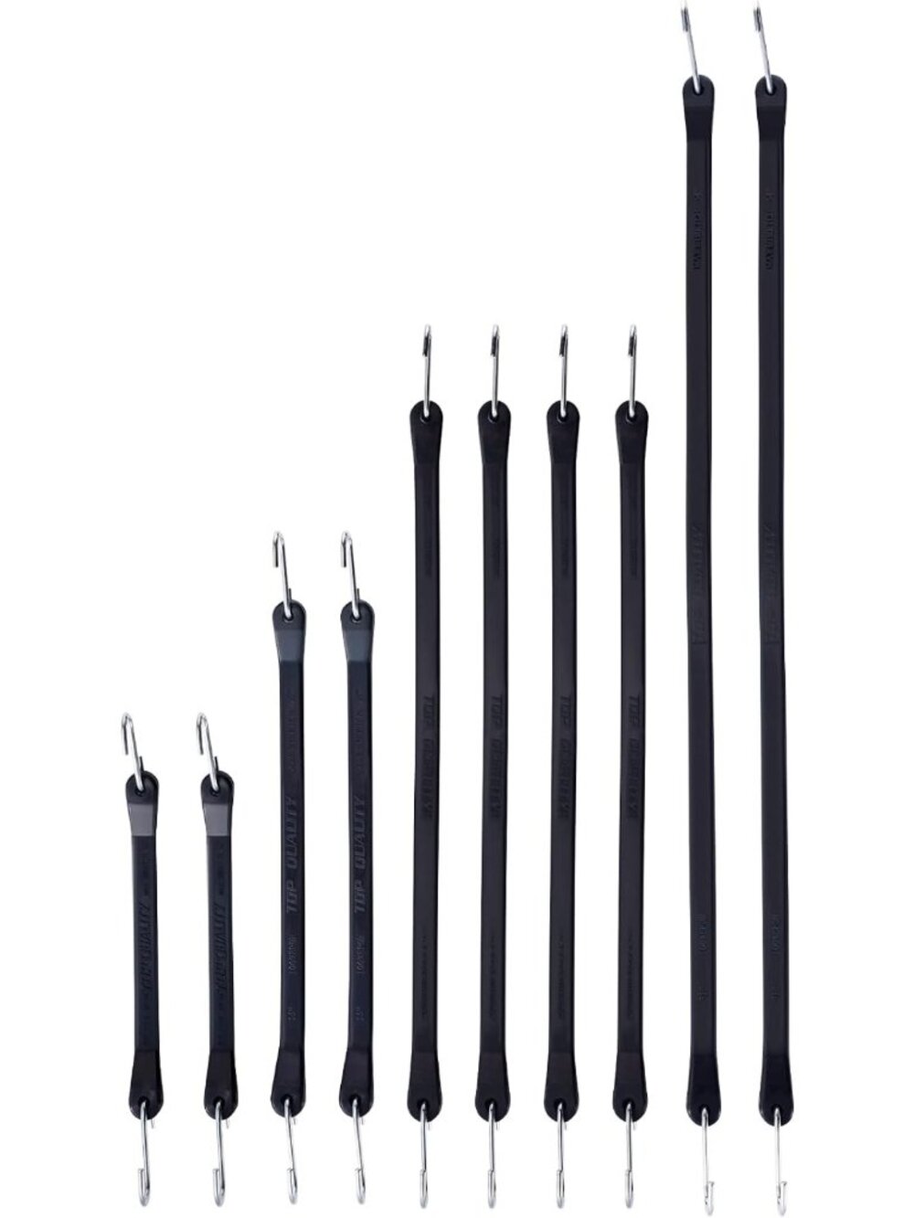 Heavy-Duty Rubber Bungee Cords with Hooks, 10 Pack, Max Stretch for Cargo